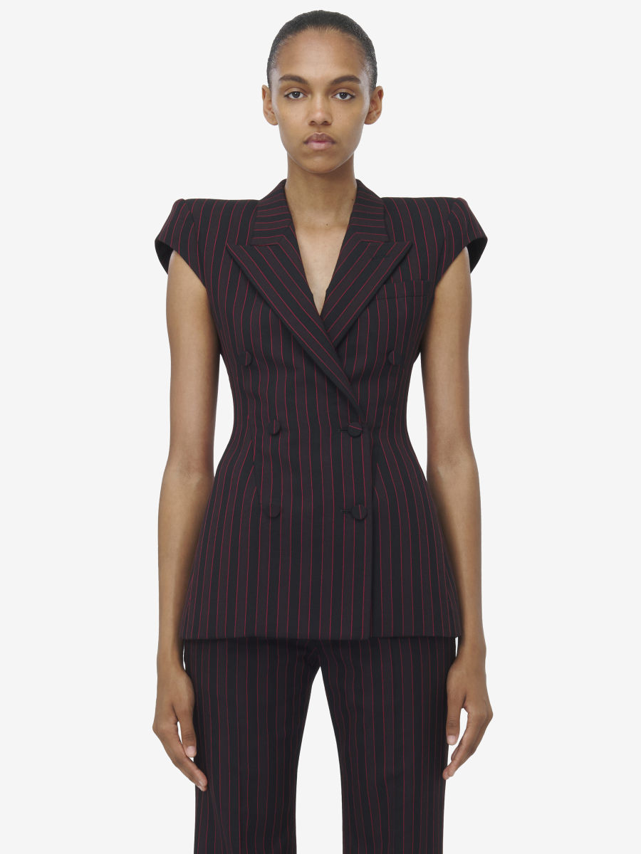 ALEXANDER MCQUEEN - Pinstripe Sleeveless Jacket - Item 818901QJAEU1314